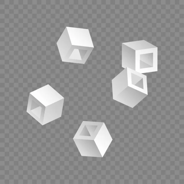 Λευκοί Κύβοι Μόντελινγκ Απομονωμένο Διαφανές Φόντο Εικονογράφηση Διανύσματος Για Σχεδιασμό — Διανυσματικό Αρχείο