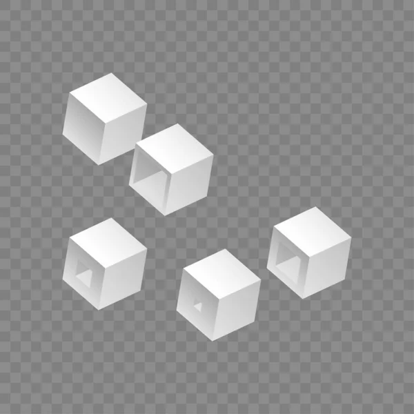 Cubos Blancos Modelado Aislado Sobre Fondo Transparente Ilustración Vectorial Para — Vector de stock