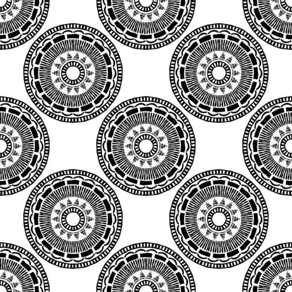 Black White Design Ethnic Boho Ornament Seamless Pattern Tribal Motif — Stock Vector