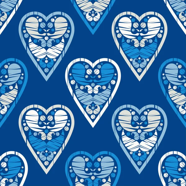 Ethnische Boho Ornamente Nahtloses Muster Mit Dekorativen Herzen Valentinstag Illustration — Stockvektor