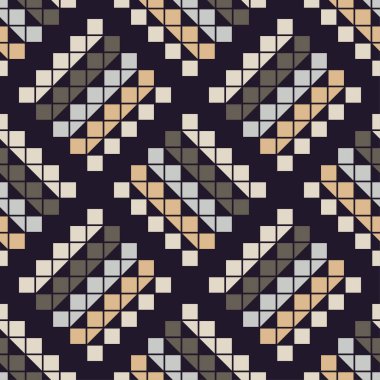 Kareler ve üçgenler. Geometrik şekillerin dizaynı. Kusursuz desen. Web tasarımı veya yazdırma için vektör illüstrasyonu.