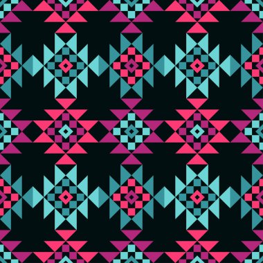 Aztek elementleri. Etnik boho süsü. Kusursuz desen. Kabile motifi. Web tasarımı veya yazdırma için vektör illüstrasyonu.