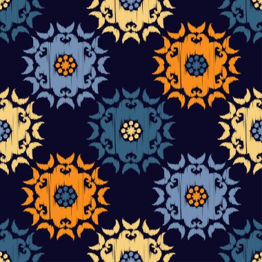 Ikat. Kusursuz desen. Geometrik arkaplan. Web tasarımı veya yazdırma için vektör illüstrasyonu.