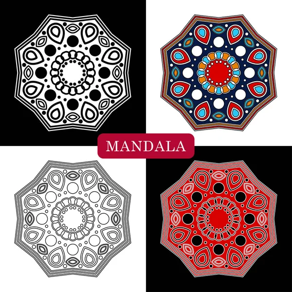 Mandala Flower Elementos Decorativos Vintage Desenho Oriental Ilustração Vetorial Para —  Vetores de Stock