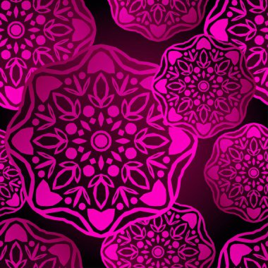 Mandala Çiçeği. Kusursuz desen. Klasik dekoratif elementler. Doğu çizimi. Web tasarımı veya yazdırma için vektör illüstrasyonu.