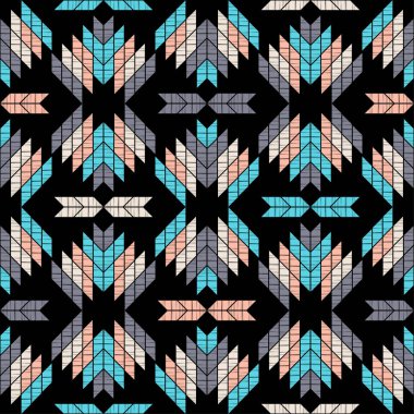 Aztek elementleri. Etnik boho süsü. Kusursuz desen. Kabile motifi. Web tasarımı veya yazdırma için vektör illüstrasyonu.