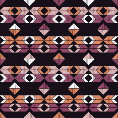 Aztek elementleri. Etnik boho süsü. Kusursuz desen. Kabile motifi. Web tasarımı veya yazdırma için vektör illüstrasyonu.