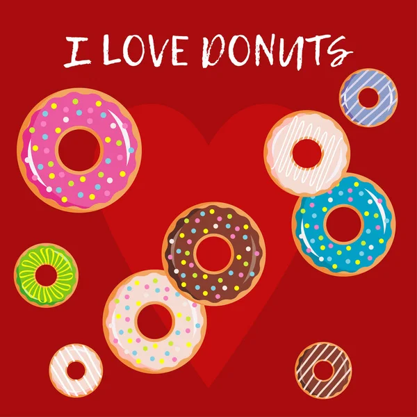 Tarjetas Felicitación Graciosas Con Donuts Estilo Para Diseño Del Póster — Vector de stock