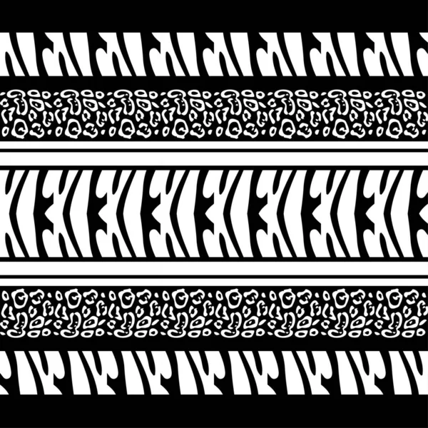 Seamless Background Zebra Stripes Leopard Spots Black White Design African — Stock Vector