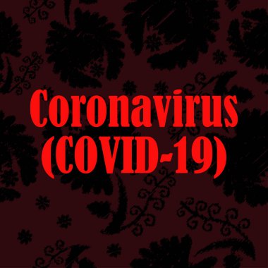 Coronavirus ve Flowers. Sade. Altyazılı kusursuz arkaplan. Web tasarımı veya yazdırma için vektör illüstrasyonu.