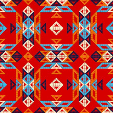 Aztek elementleri. Elle kumandalı tasarım. Etnik boho süsü. Kusursuz bir geçmişi var. Kabile motifi. Web tasarımı veya yazdırma için vektör illüstrasyonu.