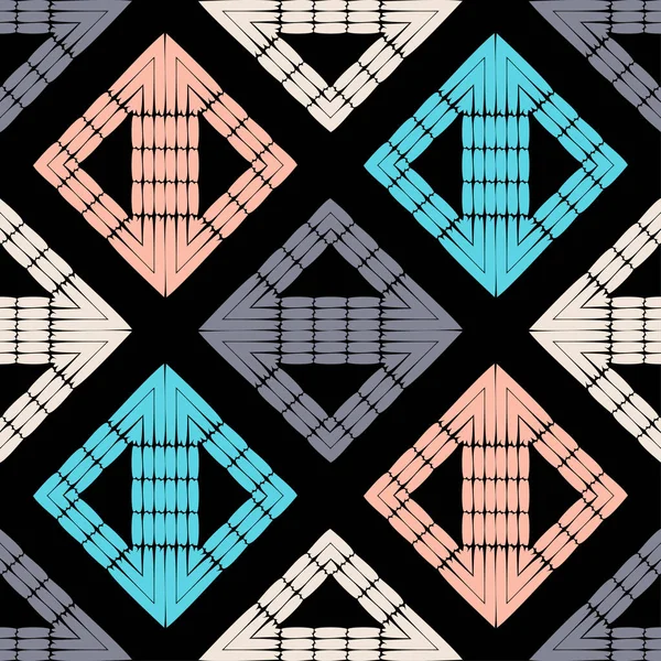 アステカの要素 マニュアルハッチング付きのデザイン 民族のBoho装飾 シームレスな背景 部族的モチーフ ウェブデザインや印刷のためのベクターイラスト — ストックベクタ