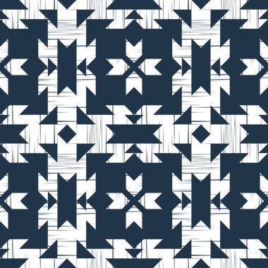 Aztek elementleri. Elle kumandalı tasarım. Etnik boho süsü. Kusursuz bir geçmişi var. Kabile motifi. Web tasarımı veya yazdırma için vektör illüstrasyonu.