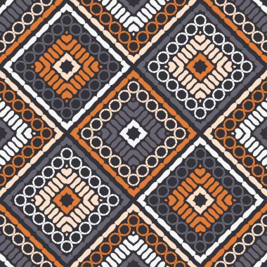 Elle kumandalı tasarım. Etnik boho süsü. Kusursuz bir geçmişi var. Kabile motifi. Web tasarımı veya yazdırma için vektör illüstrasyonu.