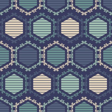 Altıgenler. Elle kumandalı tasarım. Etnik boho süsü. Kusursuz bir geçmişi var. Kabile motifi. Web tasarımı veya yazdırma için vektör illüstrasyonu.