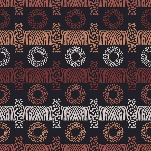 Zebraストライプ Leopardスポット Aztec要素を使用したデザイン 民族のBoho装飾 シームレスな背景 部族的モチーフ ウェブデザインや印刷のためのベクターイラスト — ストックベクタ