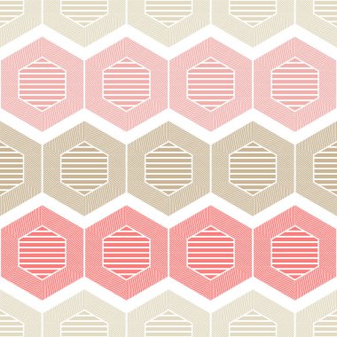 Altıgenler ve Kar Taneleri. Etnik boho süsü. Kusursuz bir geçmişi var. Kabile motifi. Web tasarımı veya yazdırma için vektör illüstrasyonu.