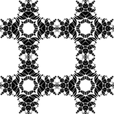 Siyah ve beyaz pürüzsüz bir arka plan. Paisley süsü. Çizim. Ikat. Web tasarımı veya yazdırma için vektör illüstrasyonu.