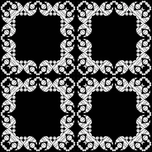 Sfondo Bianco Nero Senza Cuciture Ornamento Paisley Disegno Ikat Illustrazione — Vettoriale Stock