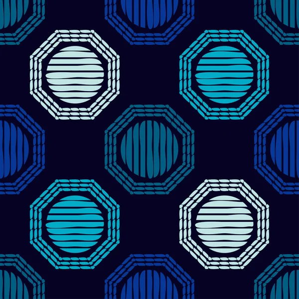 Design Con Schiusa Manuale Blu Ornamento Etnico Boho Sfondo Senza — Vettoriale Stock