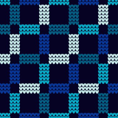 Kusursuz örgü deseni. Mavi. Norveç çizimi. Sıcak bir kazak. Web tasarımı veya yazdırma için vektör illüstrasyonu.