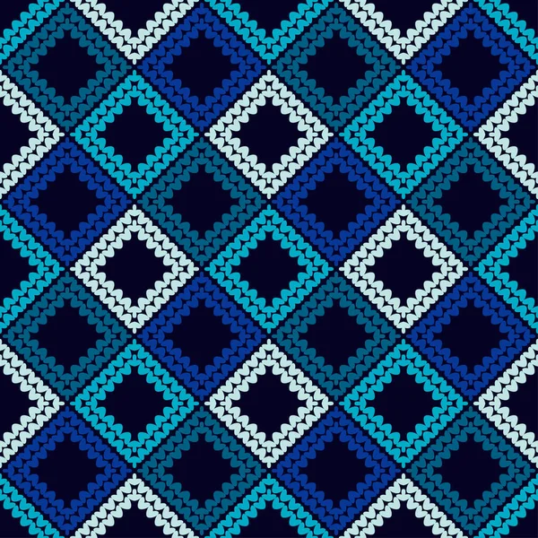 Motif Tricoté Sans Couture Bleu Dessin Norvégien Pull Chaud Illustration — Image vectorielle