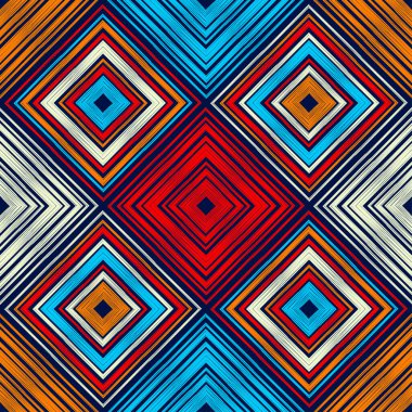 Şeritlerin tasarımı. Desenli doku. Etnik boho süsü. Kusursuz bir geçmişi var. Web tasarımı veya yazdırma için vektör illüstrasyonu.