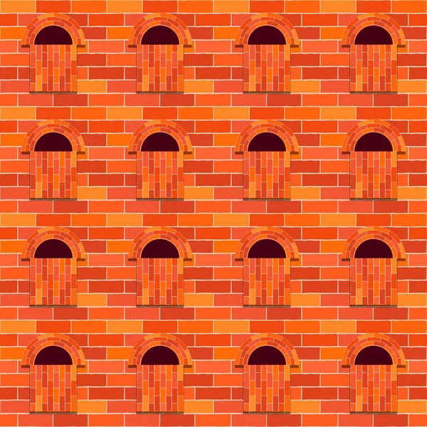 Мозаїка Цегли Вікон Червоний Безшовний Фон Засоби Влаштування Кладки Стін — стоковий вектор
