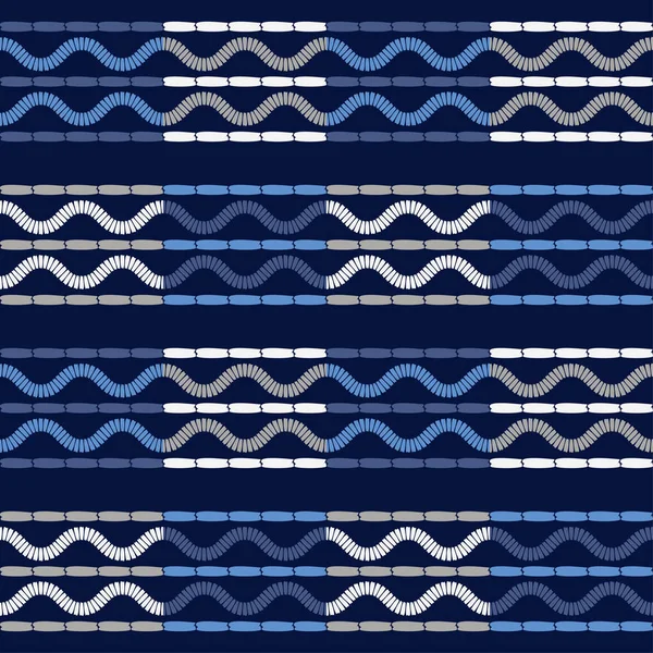 Волны Море Бесшовный Шаблон Геометрия Дизайн Ручным Штриховкой Этнический Орнамент — стоковый вектор