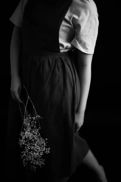 Retrato Surrealista Manera Del Arte Negro Blanco Mujer Hermosa Detalles — Foto de Stock