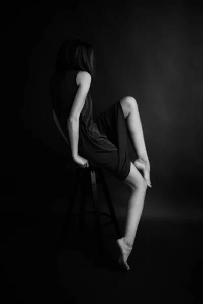 Чорно Біла Мистецька Мода Сюрреалістичний Портрет Красивої Жінки Портрет Модної — стокове фото