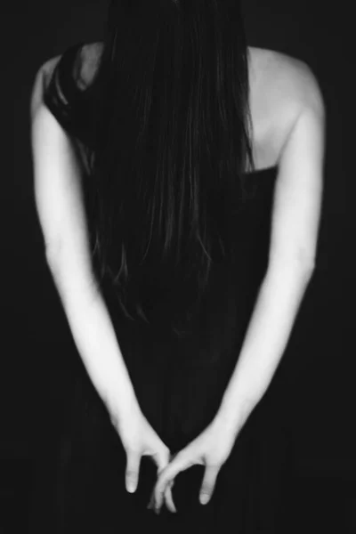 Szczegóły Ciała Czarno Biały Portret Pięknej Dziewczyny — Zdjęcie stockowe