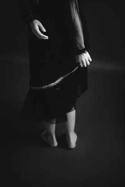 Detaily Těla Černobílý Portrét Krásné Dívky — Stock fotografie