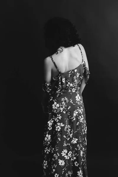 Studio Art Mode Noir Blanc Portrait Belle Fille — Photo
