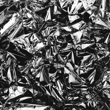 Buruşmuş gümüş folyo, parlak buruşuk folyo.