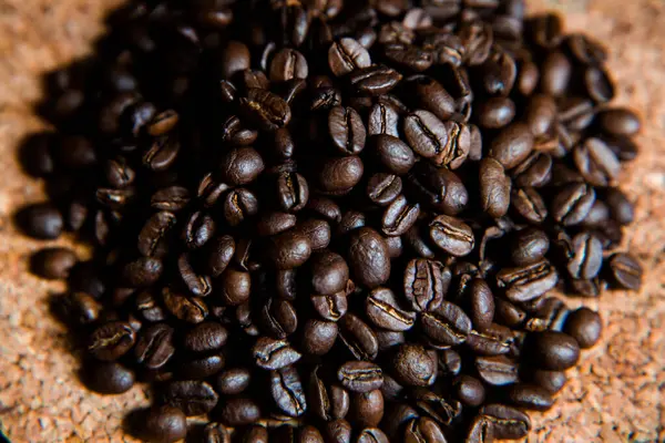 Bruna Kaffebönor Närbild — Stockfoto