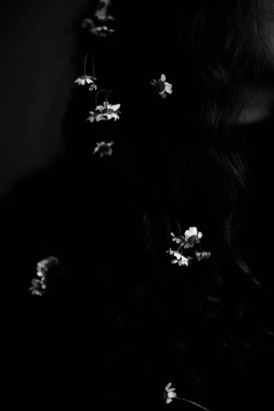 Черно Белая Мода Сюрреалистический Портрет Красивой Женщины Черно Белый Портрет — стоковое фото