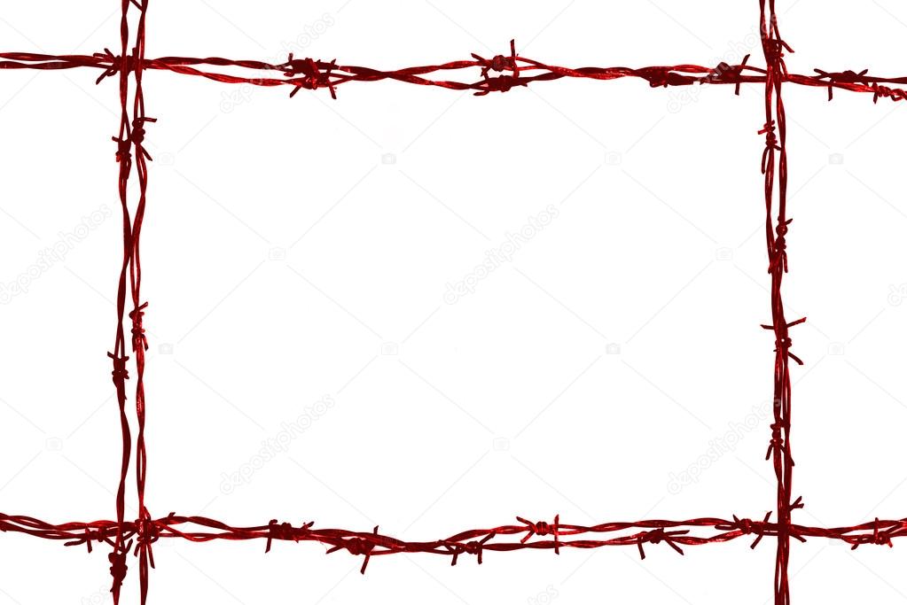 barbed wire frame on the white background