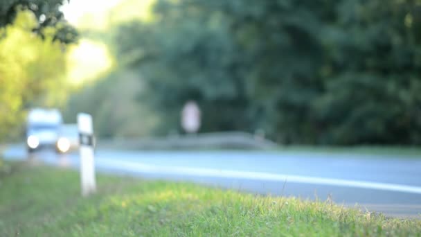 Detalle de barrera de choque con coches en exceso de velocidad — Vídeos de Stock