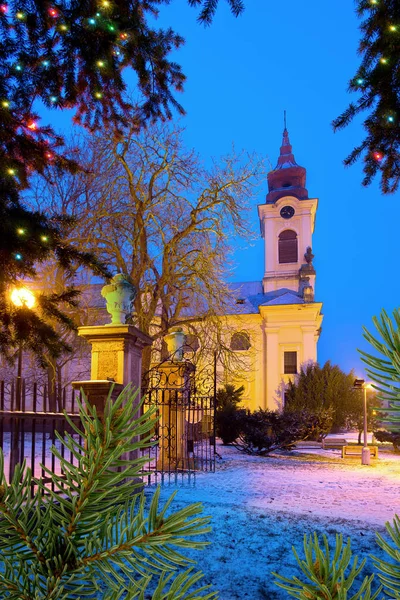 Chiesa cattolica nel periodo natalizio — Foto Stock