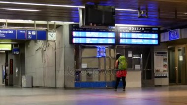 Prague, Çek Cumhuriyeti - 2 Temmuz 2017: yolcu Prag'da Holesovice istasyonunda.