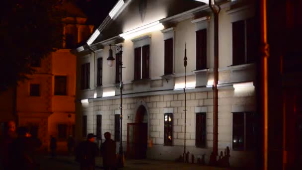 Louny, Çek Cumhuriyeti - 14 Temmuz 2017: Işık Festivali Kouzlo Svetla - ışık büyüsü. Işık yükleme Pavel Mrkus ve Frantiek Pechek - hücreleri. — Stok video