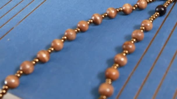 Rosaire en bois sur la Bible. Panoramique — Video