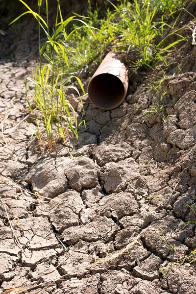 Dry Gutter without Water in the Summer — Stock Photo, Image