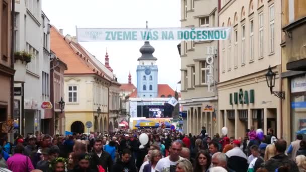 Zatec, Çek Cumhuriyeti - 2 Eylül 2017: Zatec atlama ve bira Festivali — Stok video