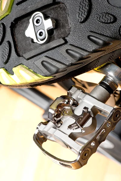 Detail van fietspad met Spd pedaal — Stockfoto