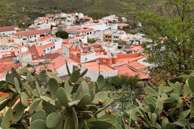 San Bartolome de Tirajana yukarıdan bakış. Gran Canaria.