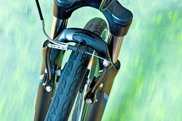 Detail Of Caliper Brakes And Suspension Fork — Stock Photo, Image