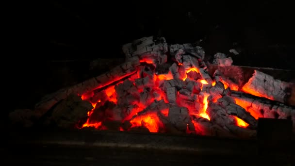Detail Fire Firepace Паннинг — стоковое видео