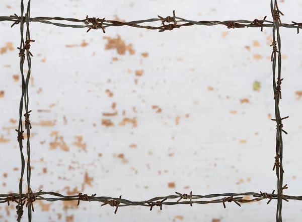 Frame Made from Barbed Wire on the Brown Background — Stock Photo, Image